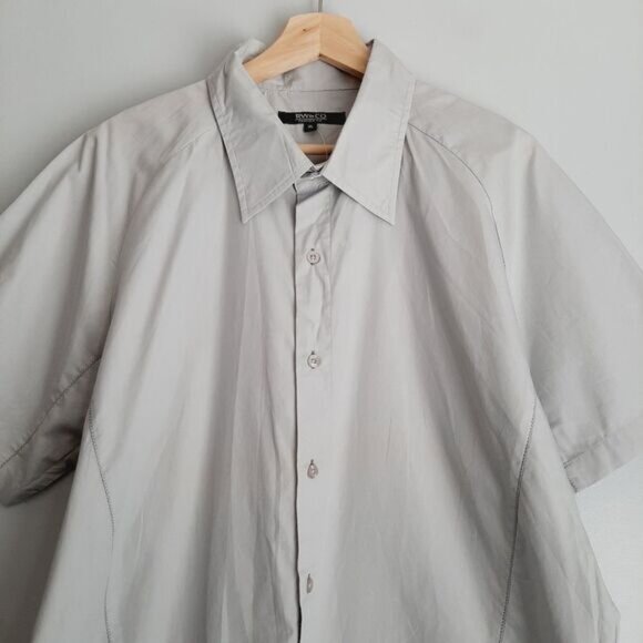 RW&CO. 100% Cotton Short Sleeve Button Down Shirt Grey Men's Sz XL Flawed - Picture 2 of 14